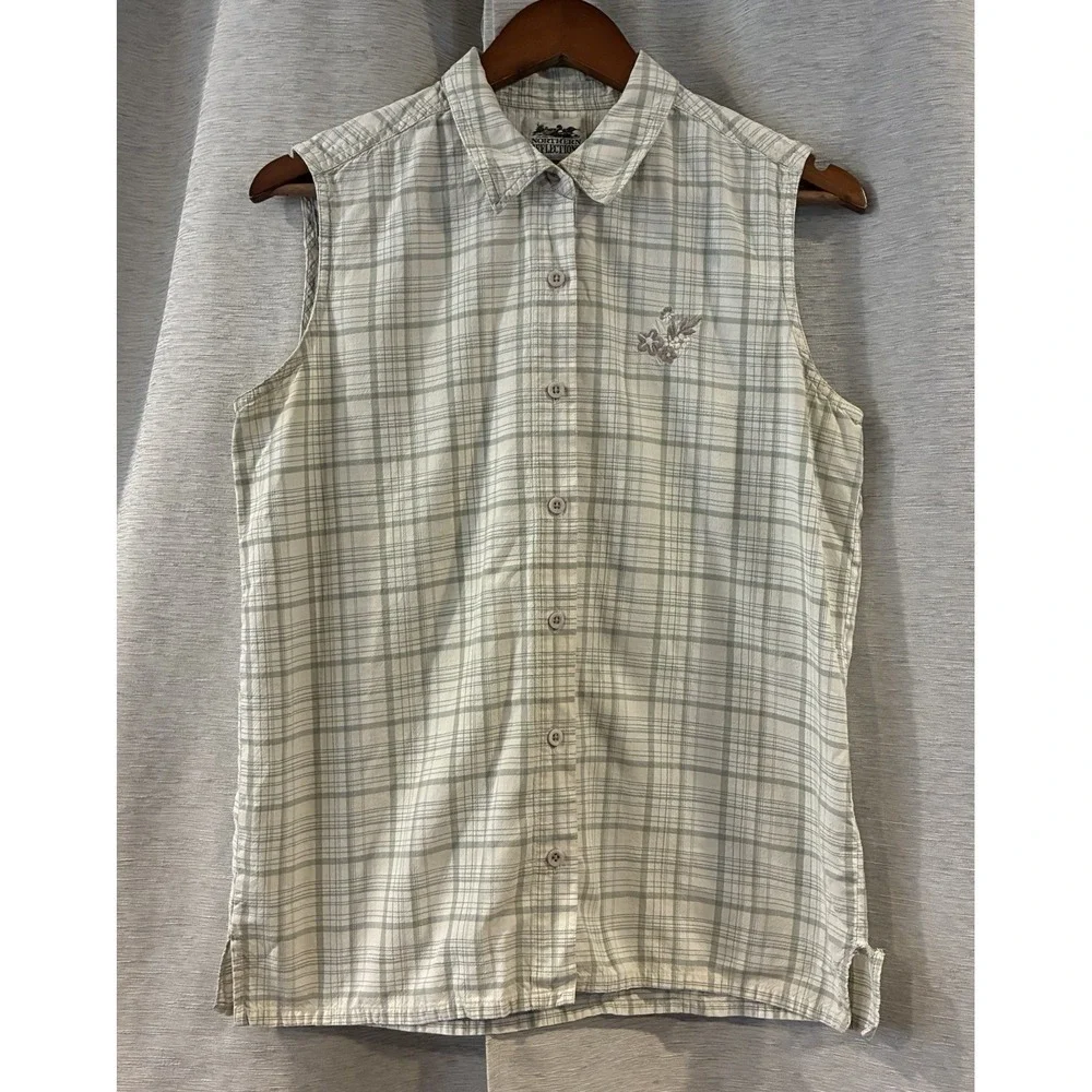 Vintage Northern Reflections Plaid Sleeveless Top Cottagecore Farmhouse